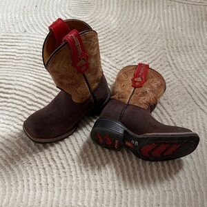 Kids Brown and Tan Cowboy Boots